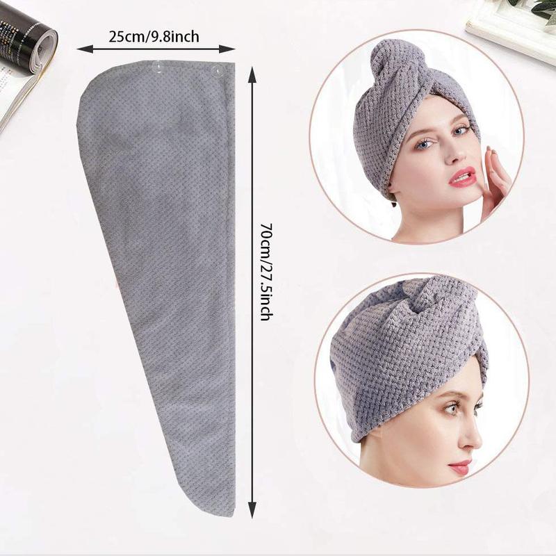 Quick-drying Hair Turban, 1 Count Microfiber Soft Skin-friendly Hair Drying Towel, Portable Water-absorbent Bath Cap for Women Girls