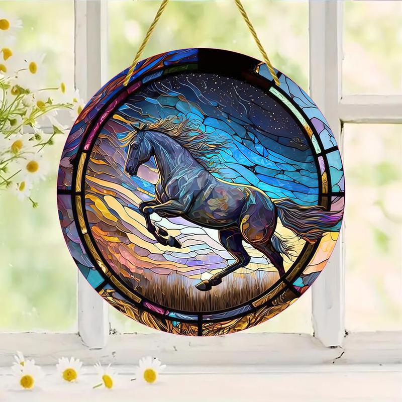 Horse Pattern Hanging Decor, Round Hanging Decoration, Hanging Ornaments for Home Living Room Bedroom Kitchen Balcony