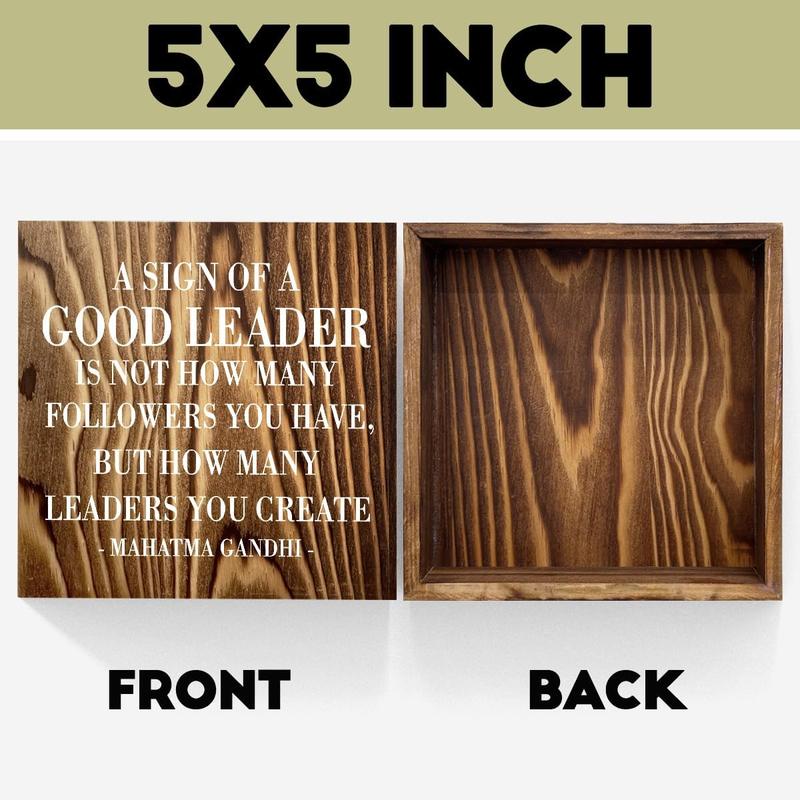 Inspirational A Sign of A Good Leader Desk Decor Wooden Box Sign Office Decor Rustic Wood Block Box Sign for Leader Boss Mentor Home Office Desk Shelf Table Decoration Leadership Gift Roasted color