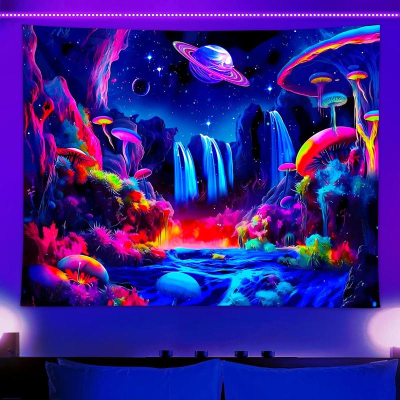 Colorful Planet & Mushroom Pattern Tapestry, Wall Hanging Decor, Wall Art Decor for Home Living Room Bedroom Study Room