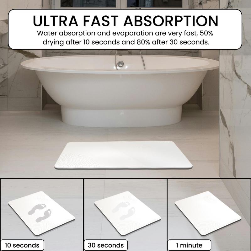 Stone Bath Mat Diatomaceous Earth Shower Mat Non-Slip Super Absorbent Stone Bath Mats for Bathroom Floor Quick Drying Diatomite Bath Mat Stone Easy to Clean(24×16