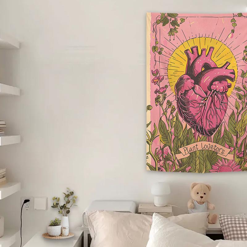 Heart Pattern Printed Tapestry, 1 Count Colorful Heart Pattern Wall Hanging Blanket, Wall Art Decor for Home Living Room Bedroom Dormitory Office Decor