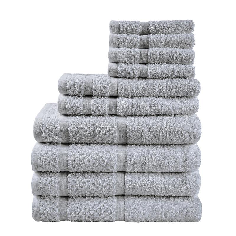 Mainstays 10 Piece Towel Set with Upgraded Softness & Durability, Grey