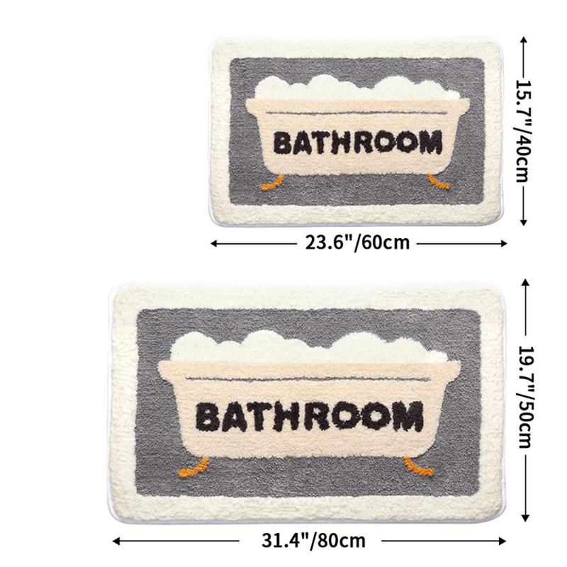 Bathroom Mat, 1 Count Bathroom Rug, Letter Floral Pattern Non Slip Soft Water Absorbent Bath Mat for Home Decor