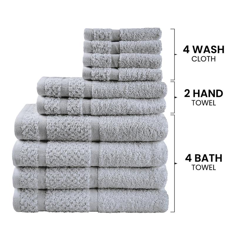 Mainstays 10 Piece Towel Set with Upgraded Softness & Durability, Grey