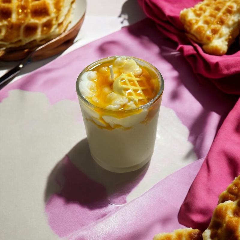 Buttered Belgian Waffle Candle - Natural and Renewable Eco-Friendly Decorative Candle - Synthetic, Ornaments