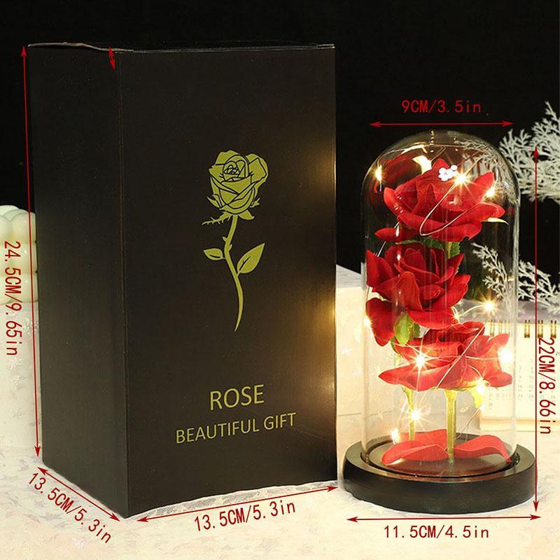 Christmas Everlasting Rose in Glass Dome with Light, Artificial Rose Desktop Ornaments without Battery, Home Decor Plants Flowers, Birthday Gifts for Mom Girls Girlfriend Her, 2024 Fall Gifts, Fall Decor