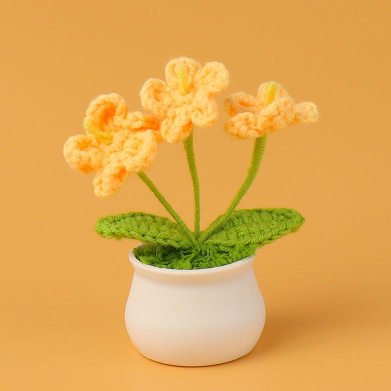 Cute Flower Design Crochet Plant, Minihandmade Flower Potted Plant, Decorative Flower for Home Party Wedding, Gifts for Him, Gifts for Kids, Birthday Gift