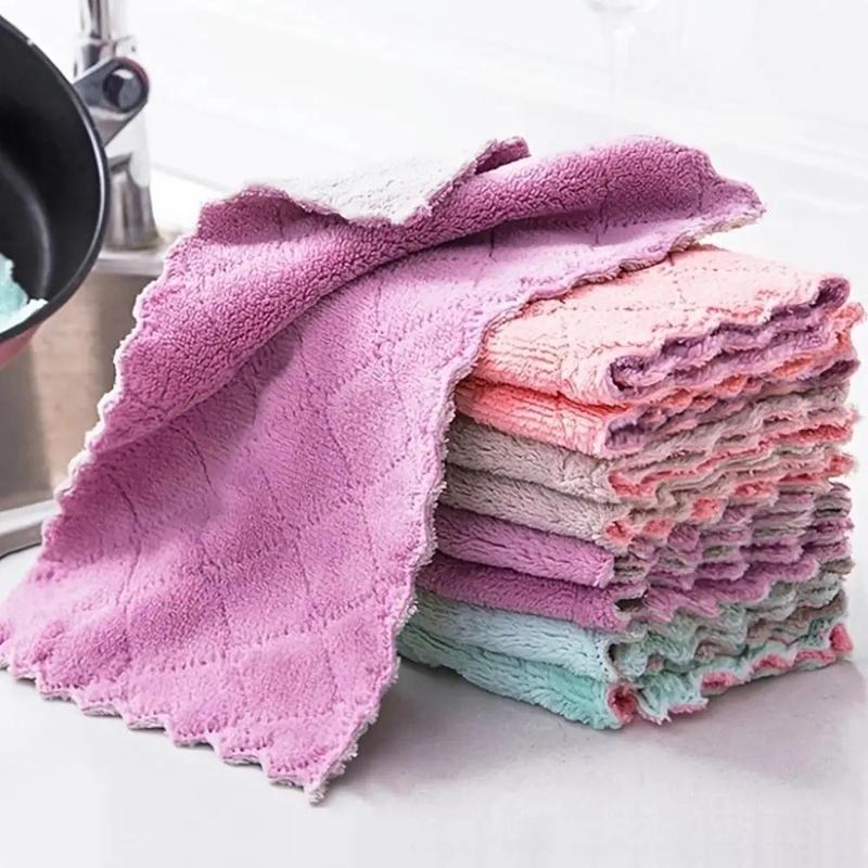 Random Color Dish Cleaning Cloth, 10pcs Kitchen Cleaning Cloth, Kitchen Gadgets Sink Cleaning Rag, Household Cleaning Gadgets, Kitchen Accessories