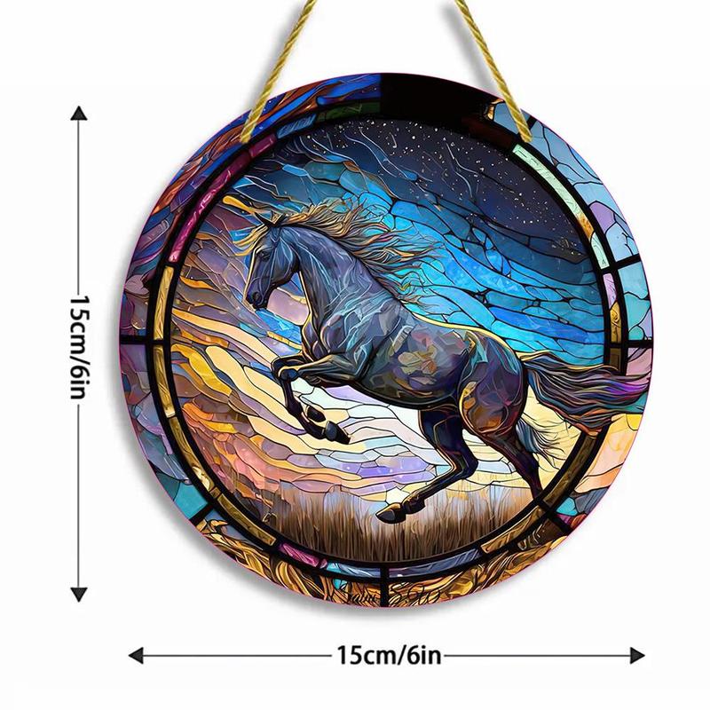 Horse Pattern Hanging Decor, Round Hanging Decoration, Hanging Ornaments for Home Living Room Bedroom Kitchen Balcony