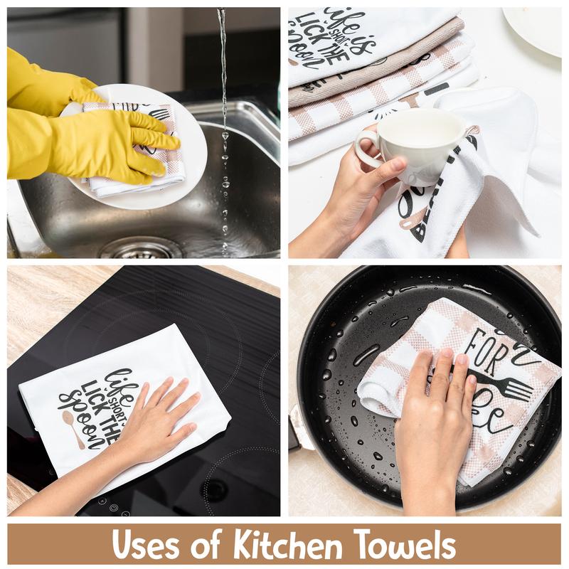 5Pcs Funny Kitchen Dish Towel Set Absorbent Quick Dry Cloth Dish Tea Towels Reusable Hand Towels Bar Hand Dishcloths Kitchen Cute Towels Set Decor for Bathroom Kitchen Home Supplies