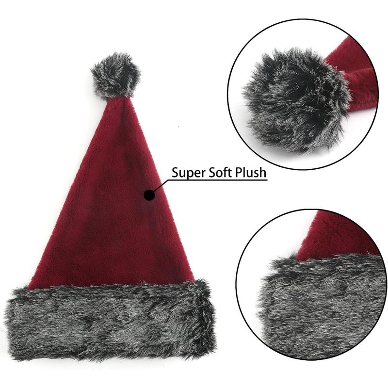 Christmas Hat,super soft plush Santa Hat， personalized santa hat,Xmas Holiday Hat for Unisex