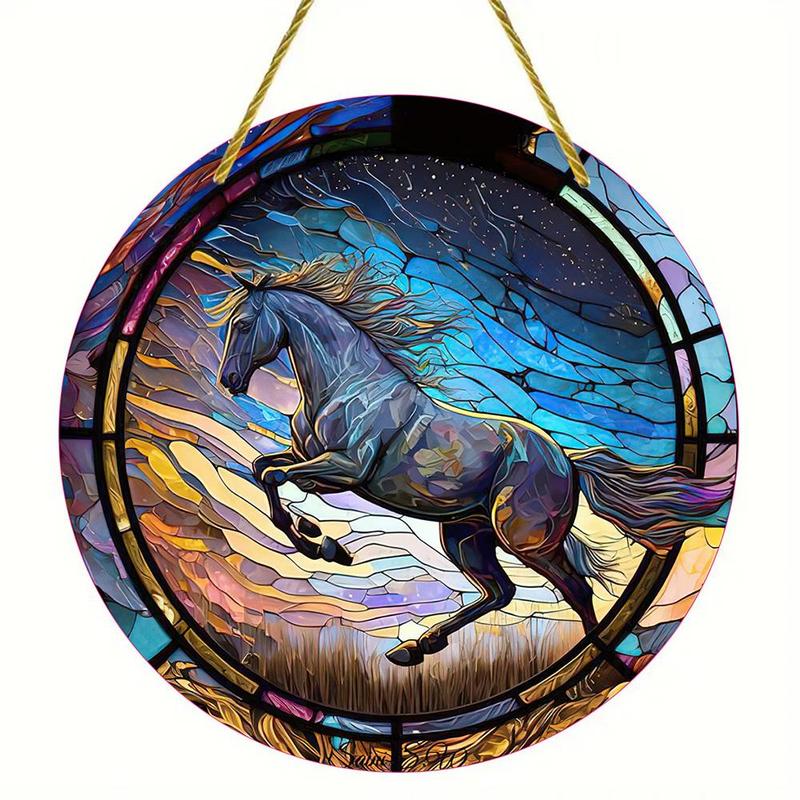 Horse Pattern Hanging Decor, Round Hanging Decoration, Hanging Ornaments for Home Living Room Bedroom Kitchen Balcony