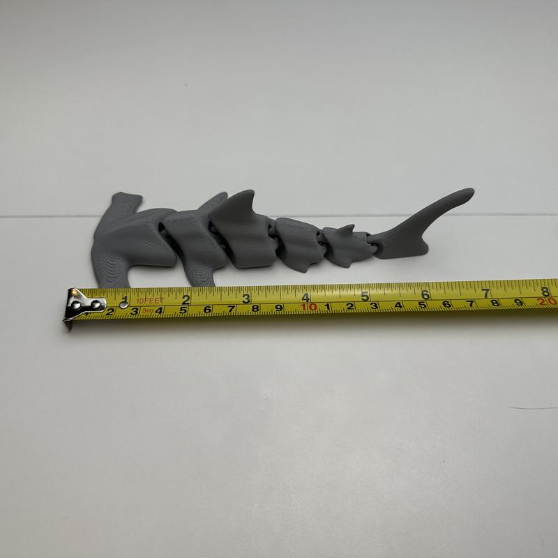 3-D Printed articulating Hammerhead 7 inches Decor Nature