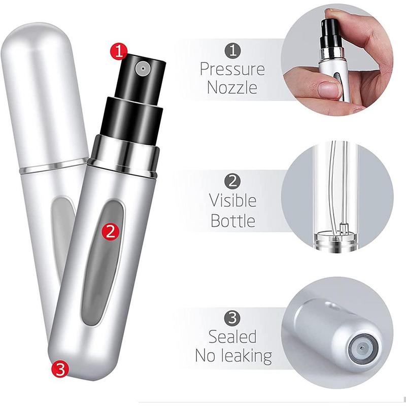 5ml Perfume Atomizer, 10pcs Portable Mini Aluminum Spray Bottle, Empty Refillable Bottle For Cosmetics Traveling, Spray Bottle