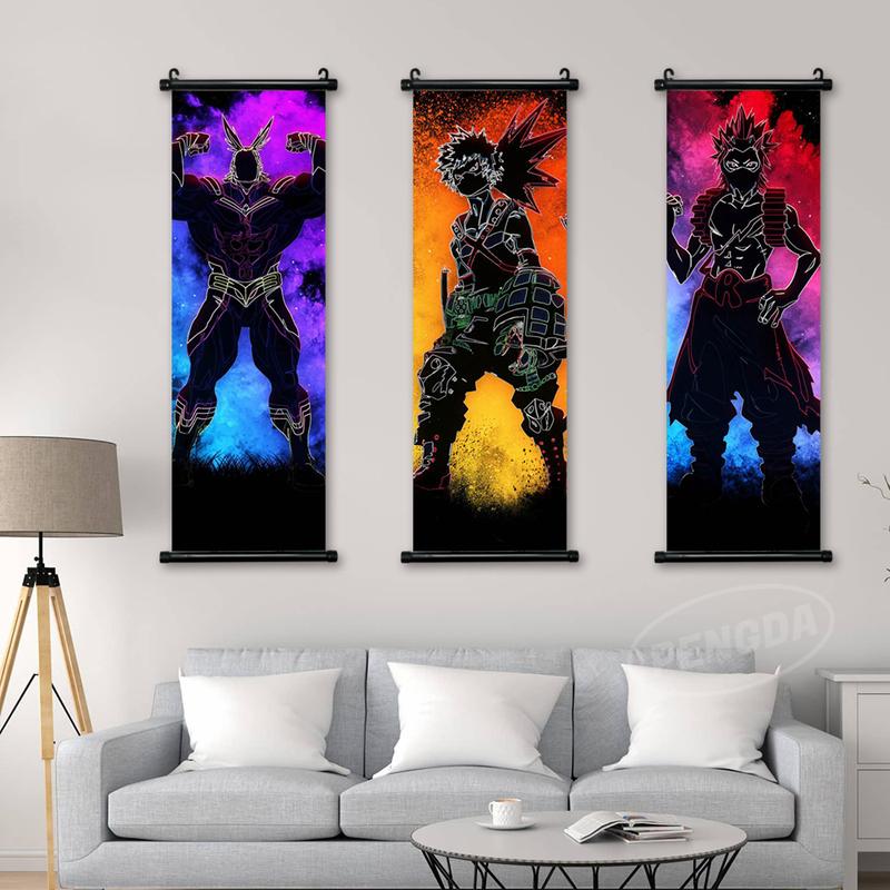 My Hero Academia Wall Art Canvas Anime Pictures Midoriya Izuku Painting Print Bakugou Katsuki Poster Hanging Scrolls Home Decor Room Ornaments