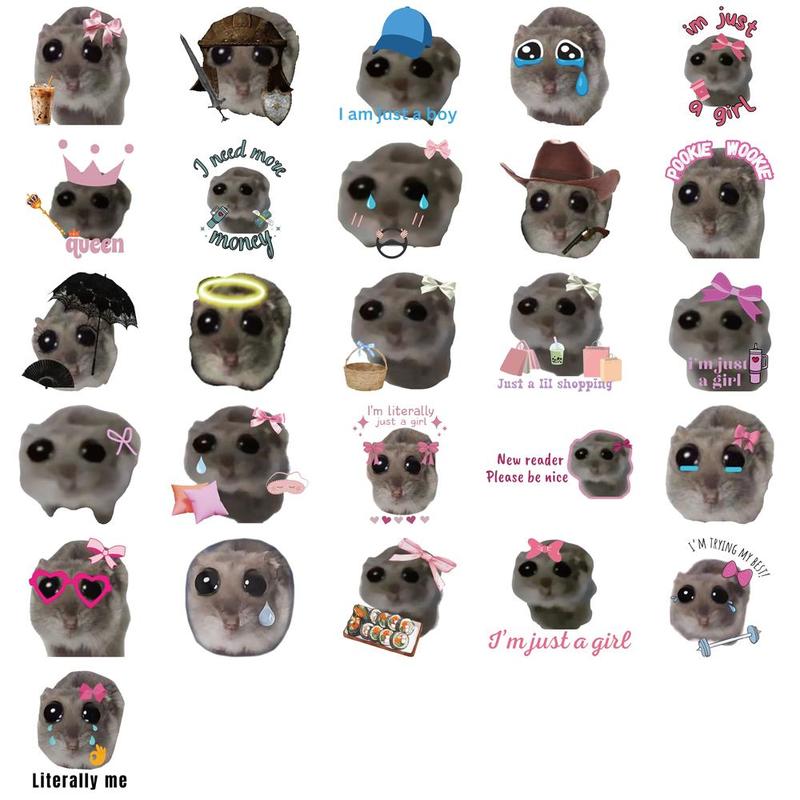 Hamster Meme Sticker, 56pcs set Cute Animal Sticker, Decorative Sticker for Phone, Computer, Guitar, Bag, Water Cup, Scrapbook