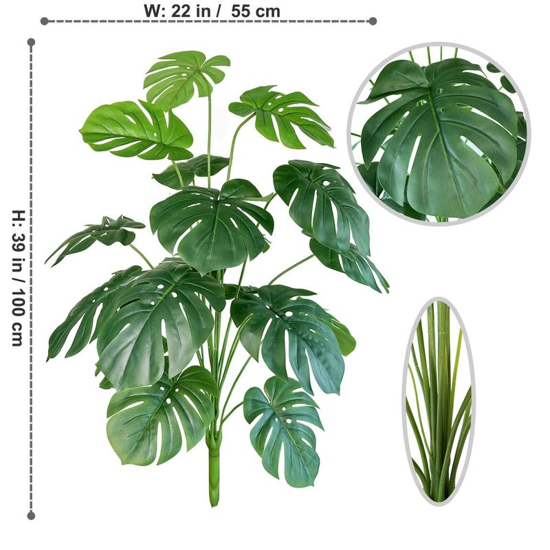 Artificial Monstera Plant without Pot, 1 Count Fake Tropical Plant, Faux Plant for Home Office Decor, Home Decor Supplies