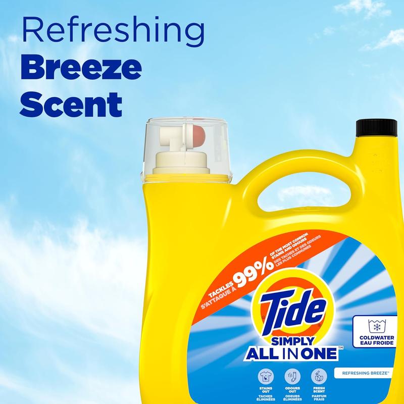 Liquid Laundry Detergent, Refreshing Breeze, 168 oz, 128 Loads