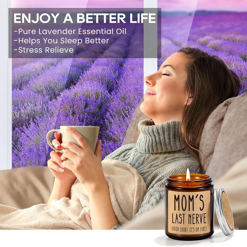 Christmas Mom Gifts from Daughter Son, Birthday Gifts Ideas for Mom, Funny Mom Candle, Best Mom Ever Gifts, Mother'S Day Gifts for Mom, Mom'S Last Nerve Scented Soy Candle, 10OZ NEVERNERVE