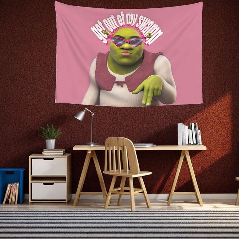 Funny Shrek Pink 3x5Ft Flag Tapestry for Wall Hanging Bedroom Man Cave College Dorm Room Decor Outdoor Bannery with 4 Brass Grommets