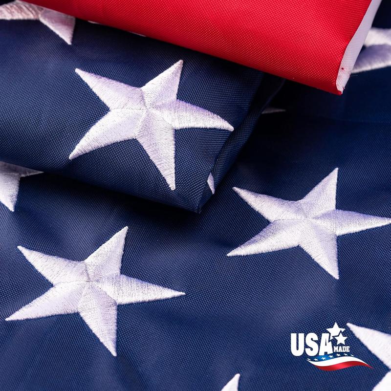 This 3x5 FT Outdoor Embroidered American Flag is the Most Durable, Luxury Embroidered Star with Brightly Colored Brass Grommets…