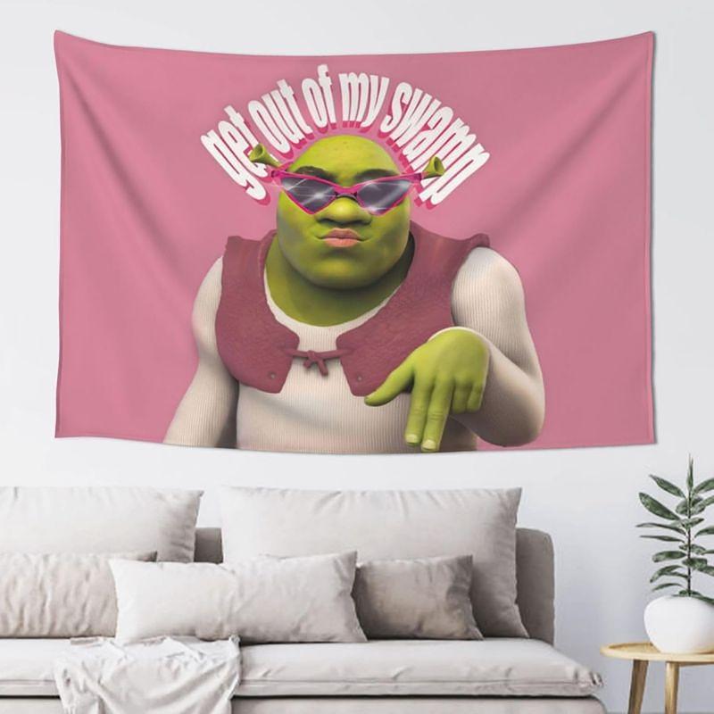 Funny Shrek Pink 3x5Ft Flag Tapestry for Wall Hanging Bedroom Man Cave College Dorm Room Decor Outdoor Bannery with 4 Brass Grommets