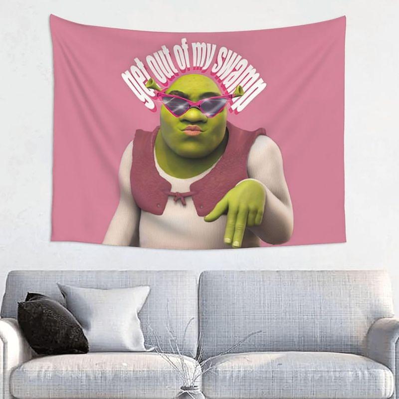 Funny Shrek Pink 3x5Ft Flag Tapestry for Wall Hanging Bedroom Man Cave College Dorm Room Decor Outdoor Bannery with 4 Brass Grommets