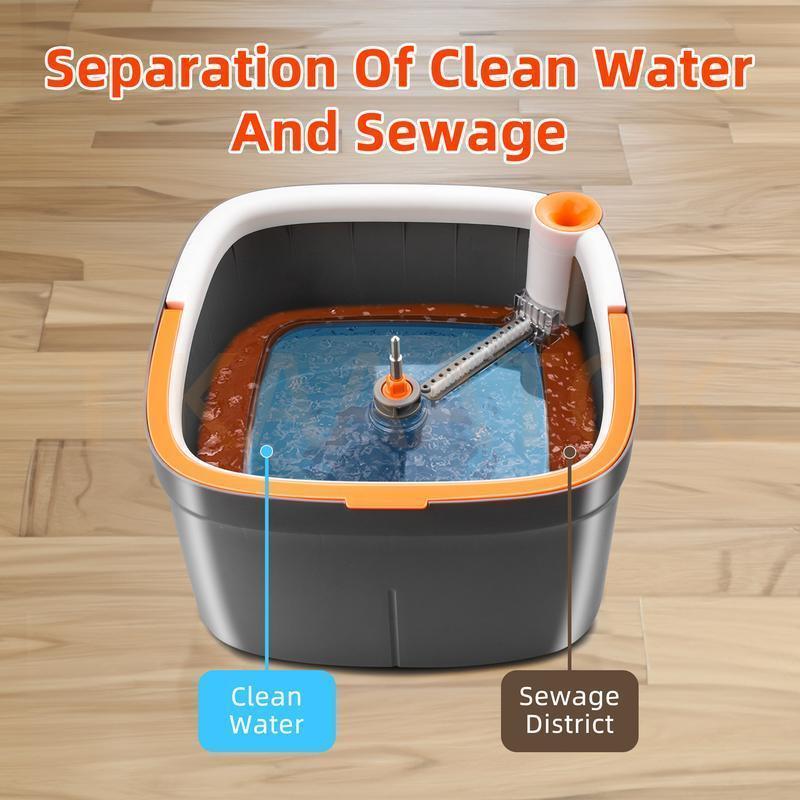 Spin Mop and Bucket with Self Separation Dirty and Clean Water System, Self Wringing 360° Rotating Clean Mop-Head and Bucket Set for Hardwood Tile Marble Floor