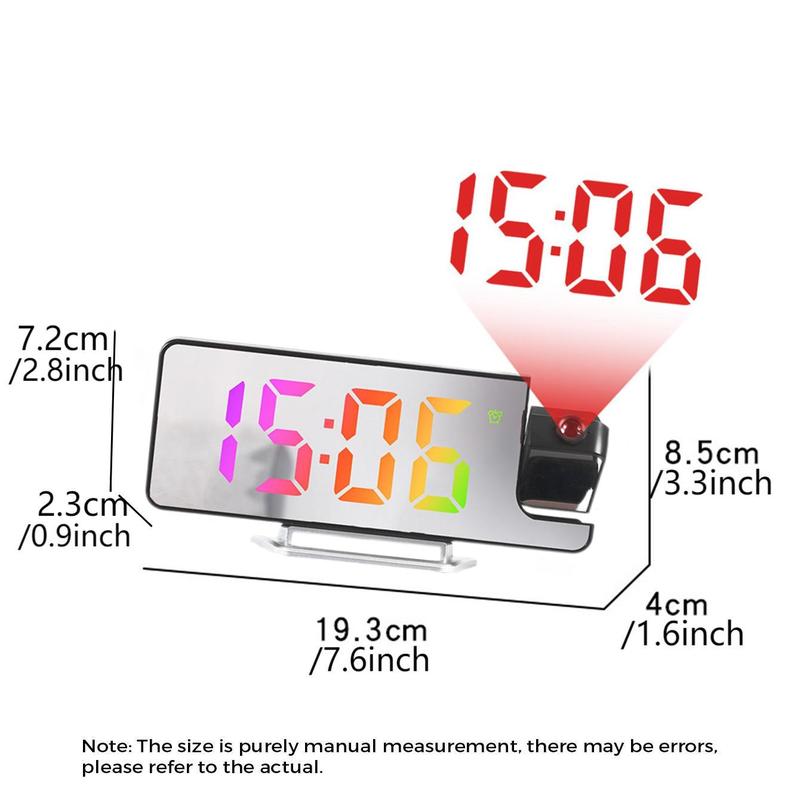 LED Screen Mirror Projection Alarm Clock, 1 Count Creative Electronic Clock, Home Decor for Living Room Bedroom [Battery Required, without Battery]