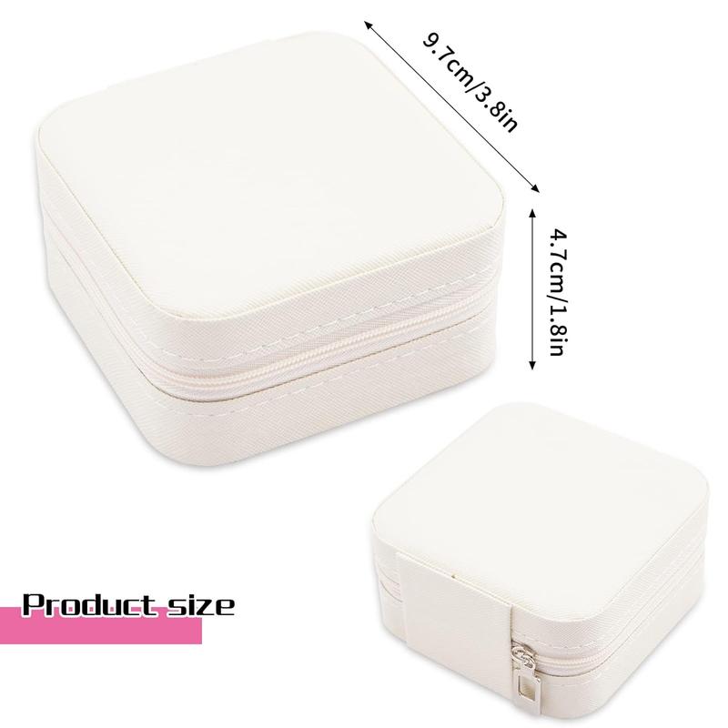 Portable Travel Mini Jewelry Box Leather Jewellery Ring Organizer Case Storage Gift Box Women (white).