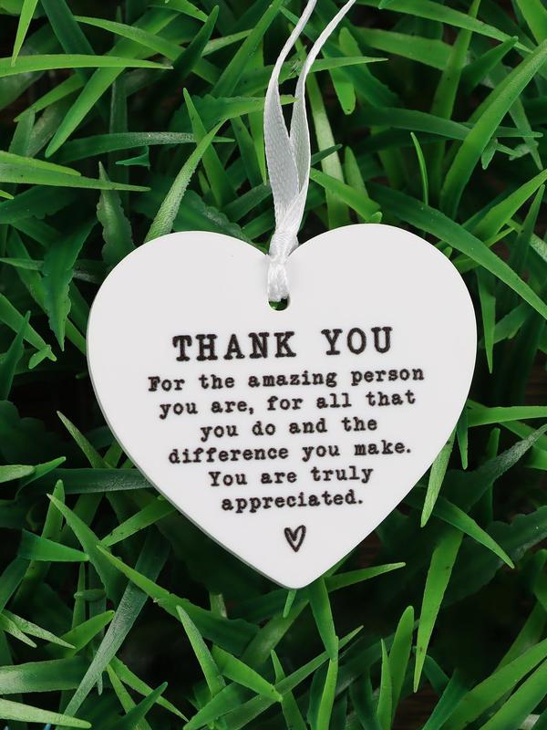 Acrylic Thank You Pendant, Heart Shaped Hanging Ornament, Gift for Friend, Car Ornament, Memorial Gifts