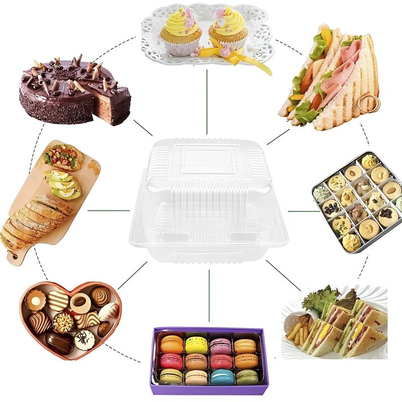 Cakecup Boxes 100 Counts Disposable Cake Slice Boxes Reusable Cupcake Slice Container with Lid Stackable Clear Square Single Dessert Box Triangular Sandwich Cheesecake Storage Box for Pie Cupcake