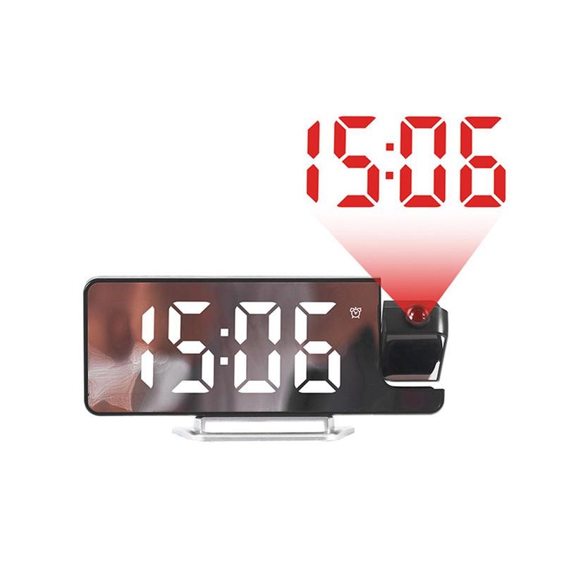 LED Screen Mirror Projection Alarm Clock, 1 Count Creative Electronic Clock, Home Decor for Living Room Bedroom [Battery Required, without Battery]