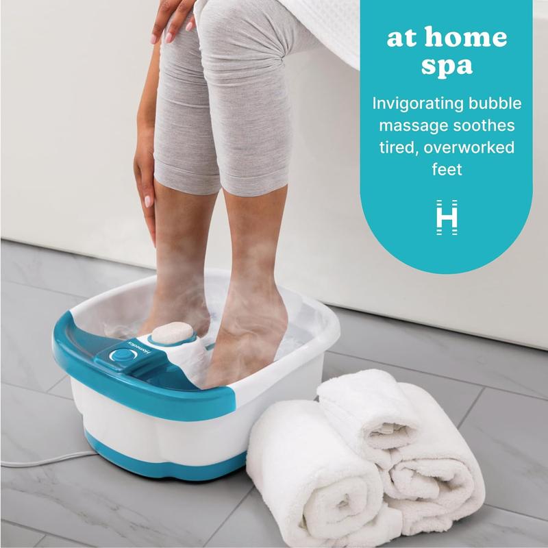 Homedics Bubble Mate Foot Spa, Toe Touch Controlled Foot Bath with Invigorating Bubbles and Splash Proof, Raised Massage Nodes and Removable Pumice Stone HoMedics HoMedics