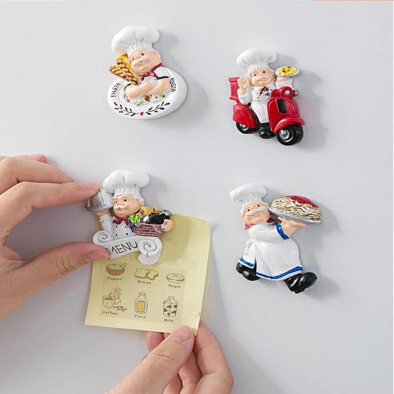 10 Pack Chef Fridge Magnets, Cute Italian Chef Magnets for Refrigerator, Funny Kitchen Chef Figurine Decorations, 3D Resin Baker Refrigerator Stickers for Whiteboard, Map, Cabinets,A Good Choice for Christmas Gifts.