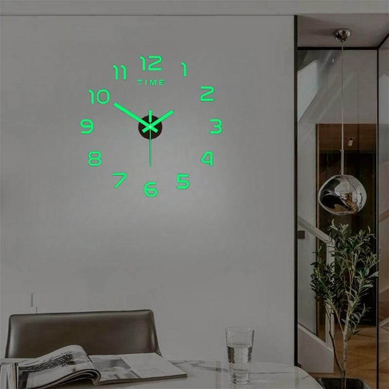 Room Decor Round Luminous Wall Clock, 1 Count Creative Acrylic Frameless Wall Clock without Battery, Battery Operated, Round Plastic Sticker Design, Easy to Install, Perfect for Living Room, Bedroom