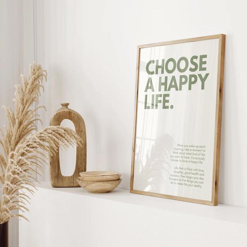 Choose A Happy Life Canvas Painting without Frame, 1 Count Simple Letter Pattern Wall Art, Wall Decor for Home Living Room Bedroom Office