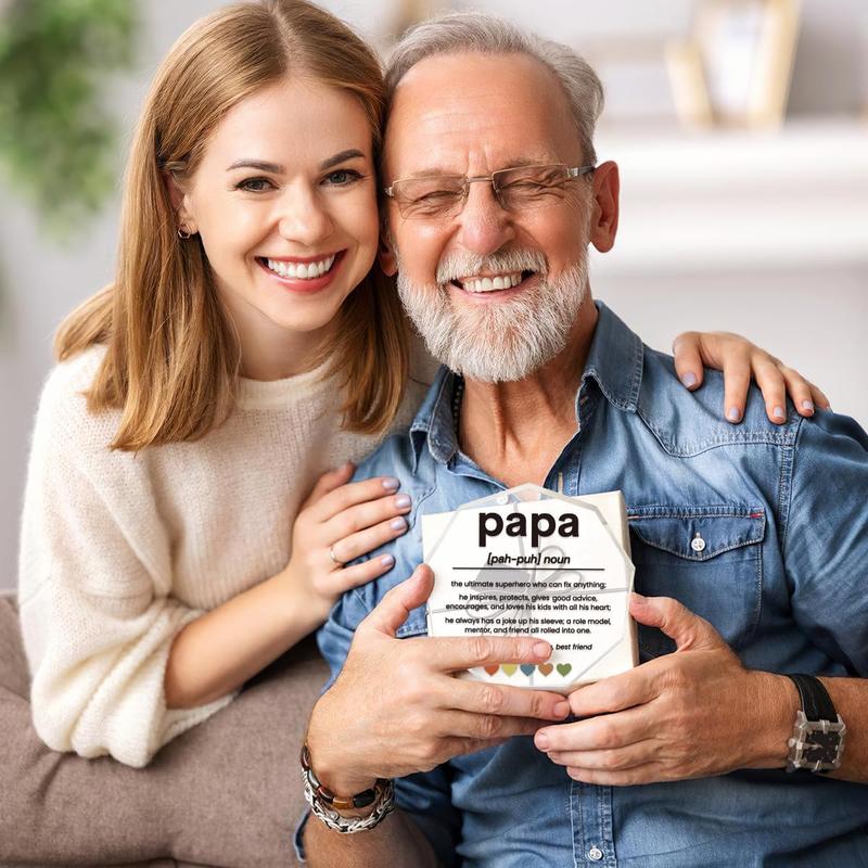 Papa Gifts for Grandpa from Grandchildren Fathers Day Gift for Papa Best Papa Ever Gift Birthday Christmas Gifts for Grandpa Grandfather Papa Definition Acrylic Decorative Signs Plaques