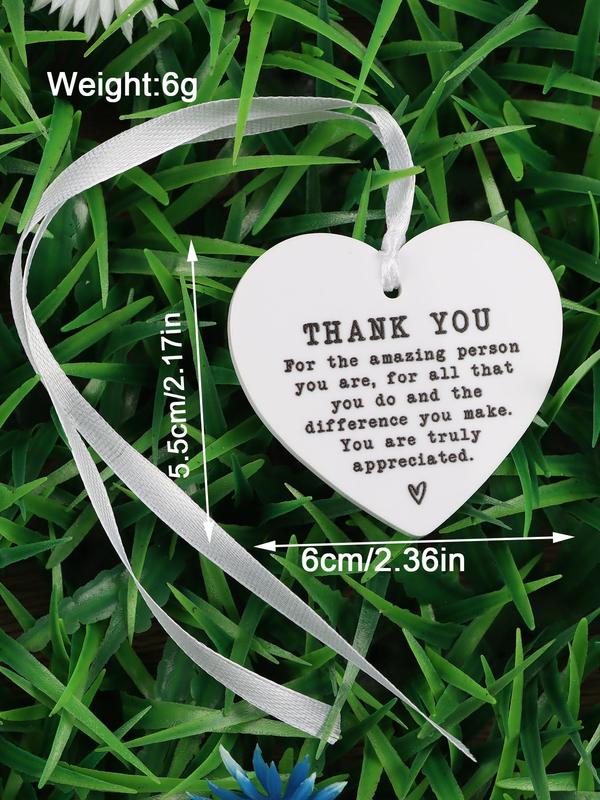 Acrylic Thank You Pendant, Heart Shaped Hanging Ornament, Gift for Friend, Car Ornament, Memorial Gifts