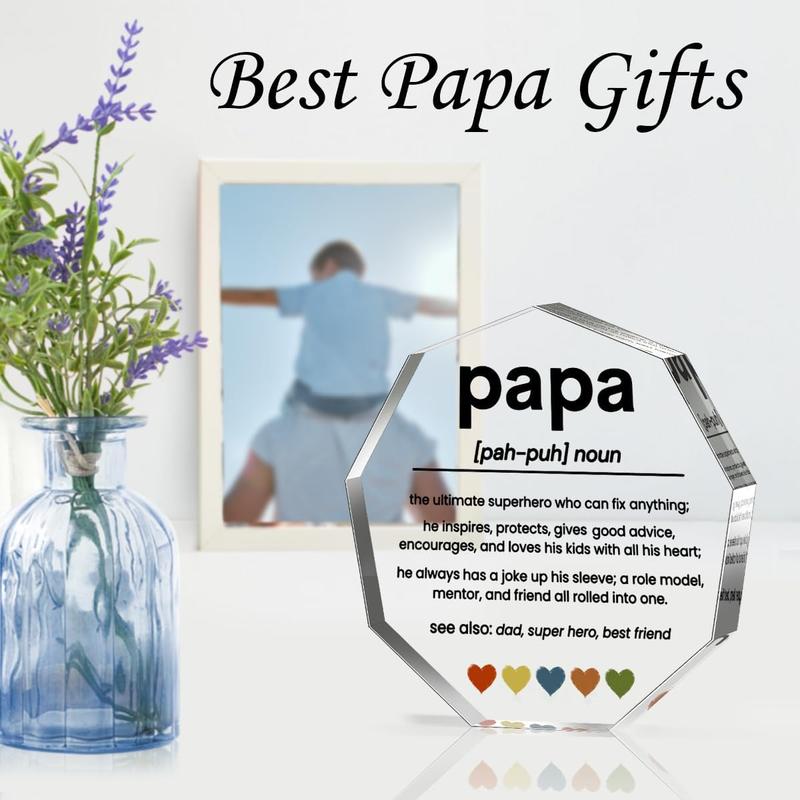 Papa Gifts for Grandpa from Grandchildren Fathers Day Gift for Papa Best Papa Ever Gift Birthday Christmas Gifts for Grandpa Grandfather Papa Definition Acrylic Decorative Signs Plaques