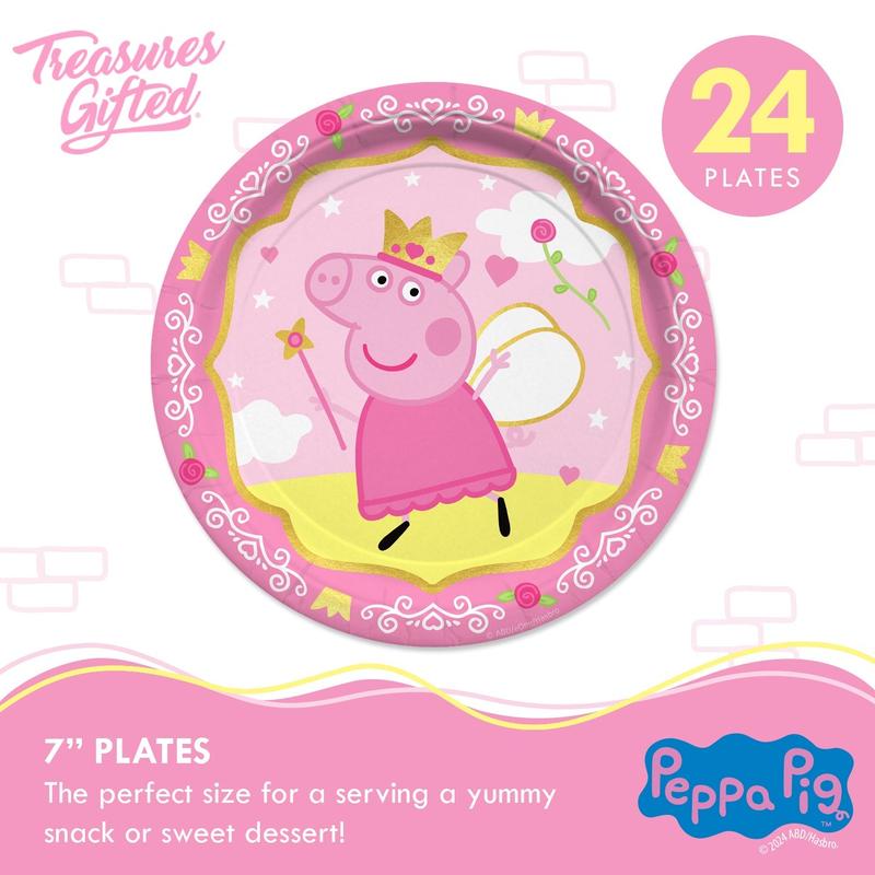 Princess Peppa Pig Party Supplies Tableware Classic Set for 24 Guests