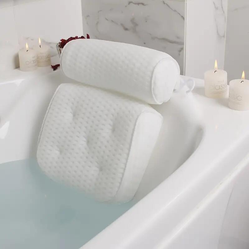 Bathtub Pillow with Anti-slip Suction Cup, 1 Count Bath Pillow for Neck & Back Support, Bathroom Accessories, Bathtub Accessories