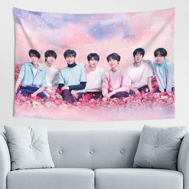 K-Pop BTS Tapestry, Aesthetic Tapestries Wall Hanging for Bedroom Living Room College Dorm Decor