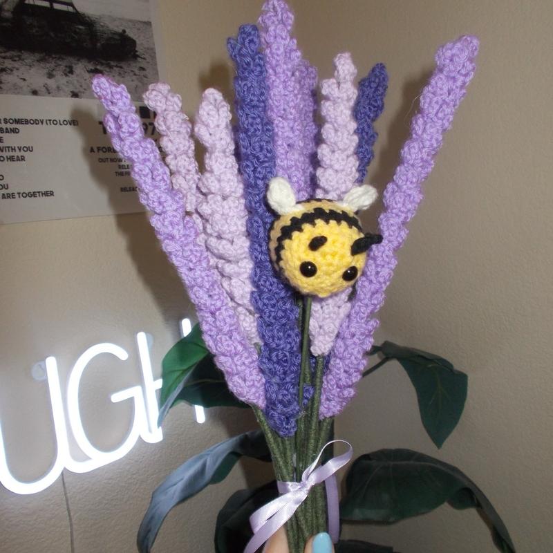 Build your own Lavender Bouquet- Crocheted Lavender Flowers Decorative Decor Floral Nature