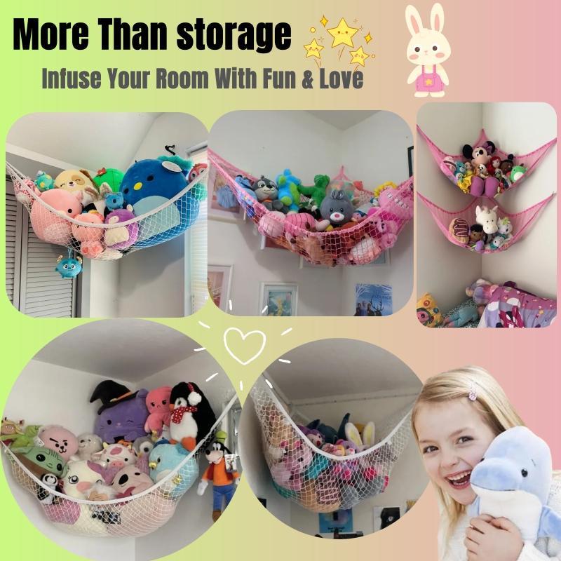 Stuff Animal Hammock, 1 2 Counts Plush Toy Storage Hanging Basket, Home Organizer for Bedroom, Living Room, Study Room, Office