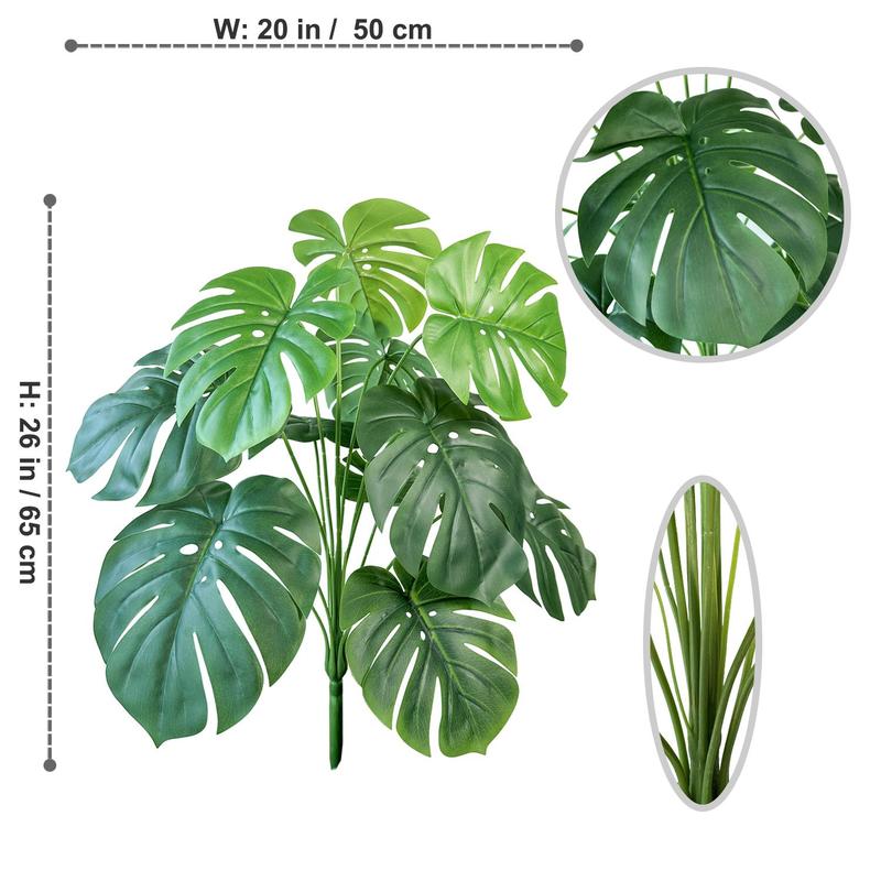 Artificial Monstera Plant without Pot, 1 Count Fake Tropical Plant, Faux Plant for Home Office Decor, Home Decor Supplies