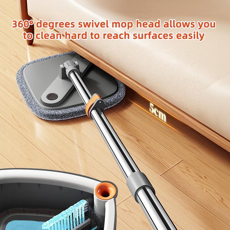 Spin Mop and Bucket with Self Separation Dirty and Clean Water System, Self Wringing 360° Rotating Clean Mop-Head and Bucket Set for Hardwood Tile Marble Floor