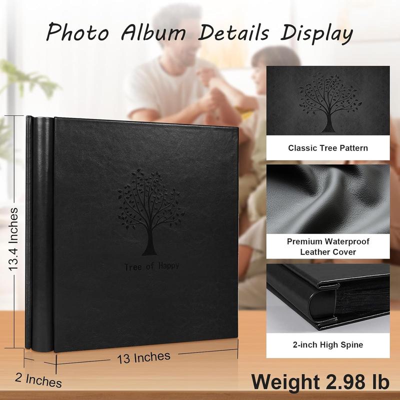 Photo Album 4x6 600 Pockets Photo, Black Leather Cover Photo Book, Large Capacity Picture Album Holds Horizontal & Vertical Photos,  for  Wedding, , Anniversary