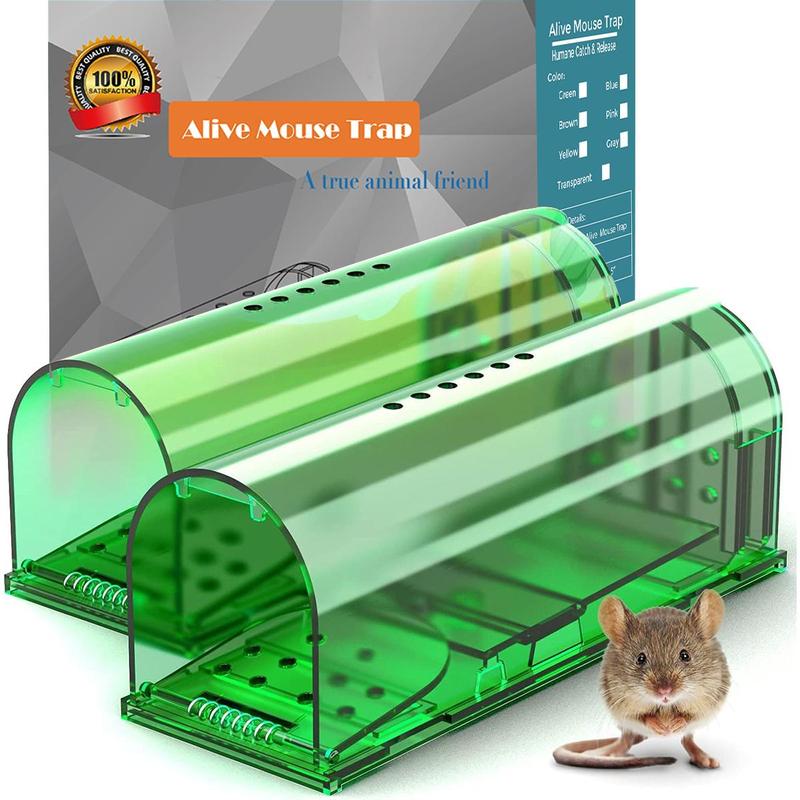 Catch and Release Indoor Outdoor Mouse Traps, 2 Counts Easy Set Durable Traps, Safe for Pets and Humans, Instantly Remove Unwanted Vermin from Home